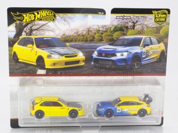 Mattel hot wheels Honda Set 2x 1999 Civic Type R (ek9) & Honda Civic Type-r 1:64 Žlutá Modrá