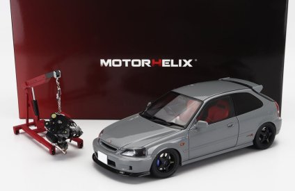 Motorhelix Honda Civic Type-r (ek9) 1997 With Yokohama Tires And Engine 1:18 Nardo Grey