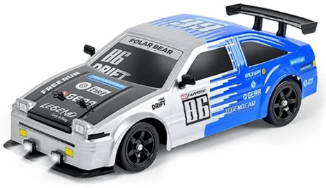 RC auto Drift Car s kouřem a LED, stříbrnomodrá