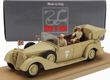 Rio-models Mercedes benz 770k Cabriolet Africa Korps 1941 With Rommel And Driver Figures 1:43 Vojenský Písek