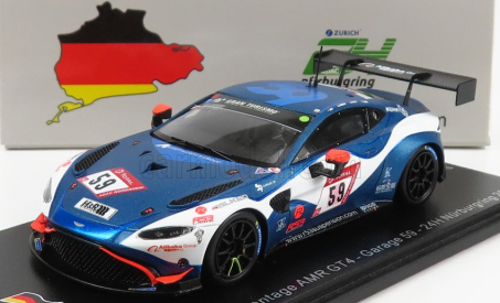 Spark-model Aston martin Vantage Gt4 Team Amr N 59 24h Nurburgring 2020 A.west - C.goodwin - D.turner - J.adam 1:43 Modrá Bílá Černá