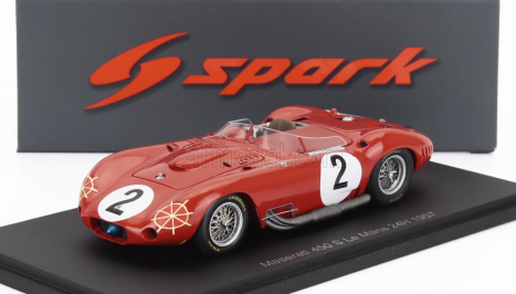 Spark-model Maserati 450s 4.5l V8 Team Officine Alfieri Maserati N 2 24h Le Mans 1957 Jean Behra - Andre Simon 1:43 Red