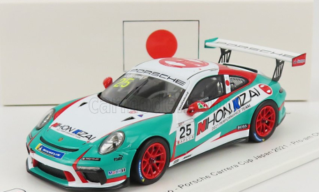 Spark-model Porsche 911 991 Gt3 Cup N 25 Porsche Carrera Cup Japan Pro-am Champion 2021 Kiyoshi Uchiyama 1:43 Světle Modrá Bílá
