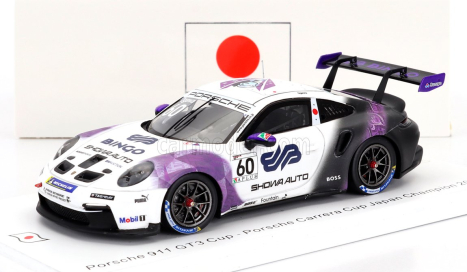 Spark-model Porsche 911 992 Gt3 Cup N 60 Porsche Carrera Cup Japan Champion 2022 Ryo Ogawa 1:43 Bílá Fialová Černá