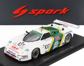Spark-model Spice Se87c 3.3l V8 Team P.a.lombardi N 107 24h Le Mans 1990 Pierre Alain Lombardi - Denis Morin - Ferdinand De Lesseps 1:43 Bílá Zelená