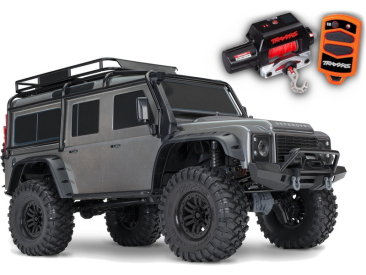 RC auto s navijákem Traxxas TRX-4 Land Rover Defender 1:10 TQi RTR, šedá