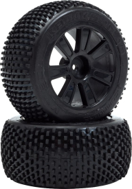 VTEC Kamikaze 4WD zadní, nalepené gumy na černých diskách - 1/10 Buggy J-směs