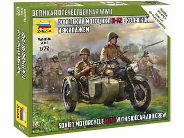 Zvezda figurky - Soviet M-72 Sidecar Motorcycle w/Crew (1:72)