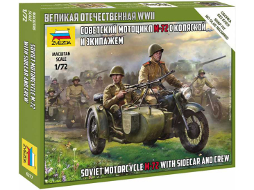 Zvezda figurky - Soviet M-72 Sidecar Motorcycle w/Crew (1:72)