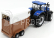 Bburago New holland T7000 Tractor With Horse Trailer - Trasporto Cavalli 1:32 Modrá Hnědá Bílá