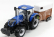 Bburago New holland T7000 Tractor With Horse Trailer - Trasporto Cavalli 1:32 Modrá Hnědá Bílá