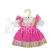Bigjigs Toys Růžové šaty s pruhovaným lemováním pro panenku 34 cm