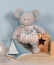 Doudou Plyšová myška s dečkou z  BIO bavlny 22 cm