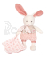 Doudou Plyšový Ecru králiček s růžovou dečkou z  BIO bavlny 22 cm
