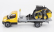 Newray Iveco fiat Daily Roll-off Pianale 2023 With New Holland L228 Ruspa Gommata - Skid Steer Scraper Tractor 1:36 Žlutá Černá