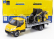 Newray Iveco fiat Daily Roll-off Pianale 2023 With New Holland L228 Ruspa Gommata - Skid Steer Scraper Tractor 1:36 Žlutá Černá
