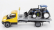 Newray Iveco fiat Daily Roll-off Pianale 2023 With New Holland T6.175 Tractor 1:36 Žlutá Modrá Černá