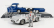 Schuco Mercedes benz Racing Car Transporter Truck Rennwagen 1955 With 300 Slr Spider 1:43 Modrá Stříbrná
