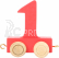 Vagónek dřevěné vláčkodráhy - barevné číslice - číslo 1