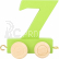 Vagónek dřevěné vláčkodráhy - barevné číslice - číslo 7