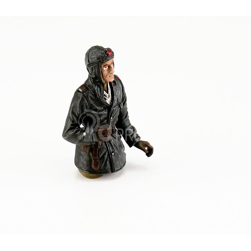 1/16 půl figurka sovětského velitele tanku T-34 z 2 sv. války, ručně malovaný