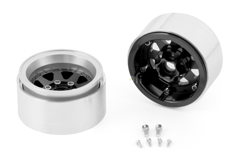 1.9'' Hliníkové beadlock disky offset -10 mm pro 1/10 crawler/expedice černé - 2 ks