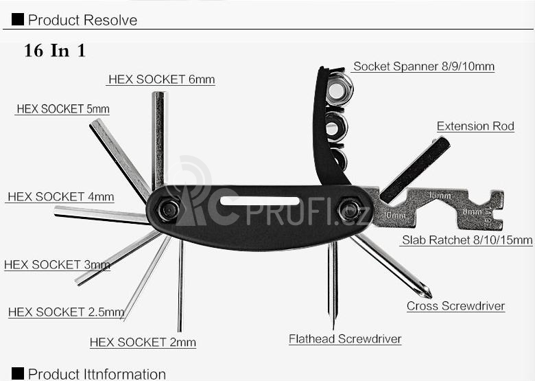 16 v 1 kompaktní nástroje