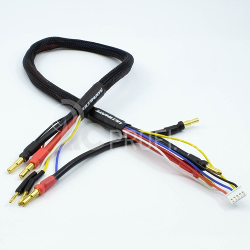 2 x 2S černý nabíj. kabel G4/G5 v černé ochranné punčoše - dlouhý 60cm - (4mm, 3-pin XH)