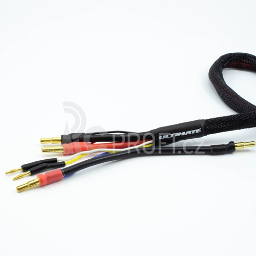 2 x 2S černý nabíj. kabel G4/G5 v černé ochranné punčoše - dlouhý 60cm - (4mm, 3-pin XH)