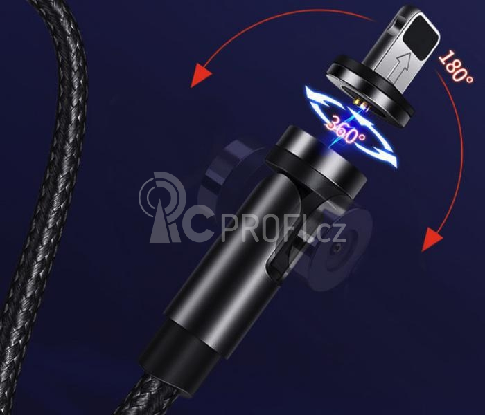 2.1A U59 Lightning Kabel s Otočnou Magnetickou Koncovkou (1m)