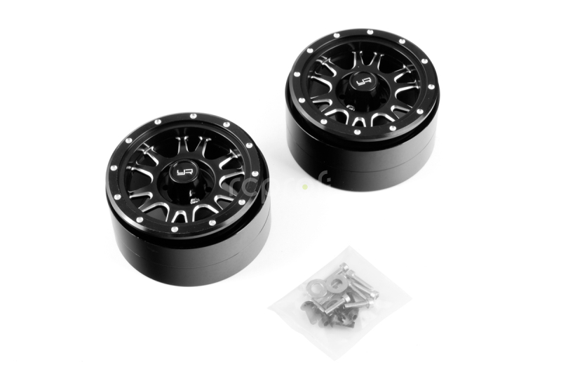 2.2 Aluminum CNC 12 Spoke Beadlock Wheel 2ks, Černé