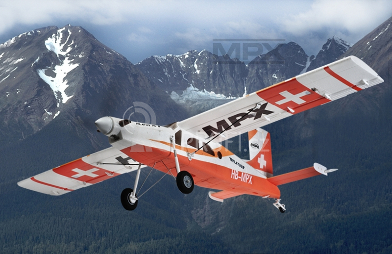 264291 PILATUS PC-6 červený 1250mm stavebnice