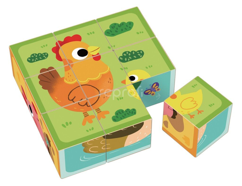 2Kids Toys Dřevěné kostky farma -  poškozený obal