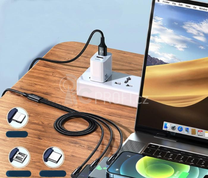 3in1 Nylon Cable 90-Degree (L+M+T)