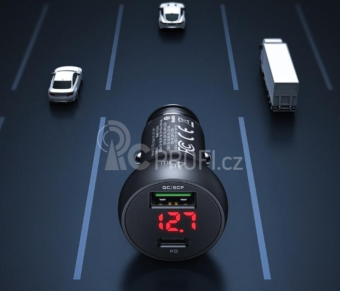 45W PD Car Charger with Digital Display