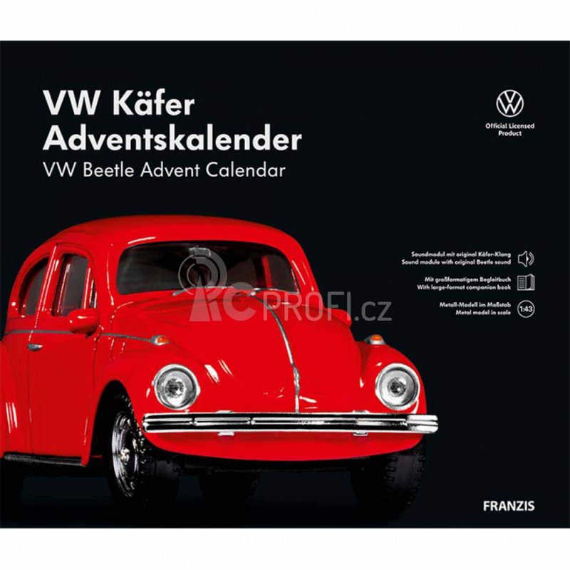 Adventní kalendář VW Brouk se zvukem 1:43, červená