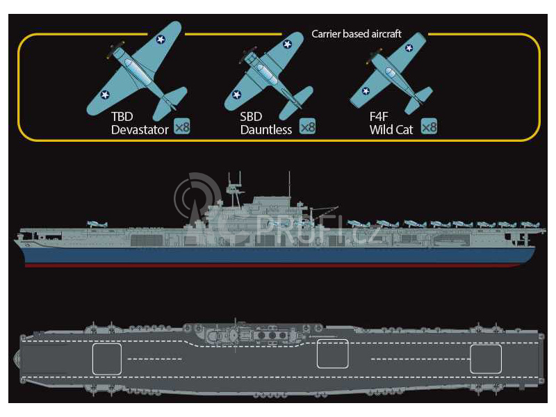 Academy USS Yorktown CV-5 Battle of Midway (1:700)