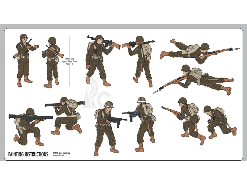 Airfix figurky - WWII U.S. Infantry Multipose (1:32) (set)