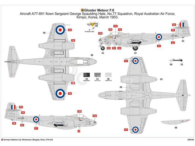 Airfix Gloster Meteor F8 korejská válka (1:48)