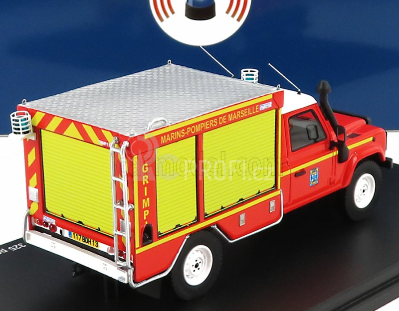 Alarme Land Rover Defender 130 Pick-up Grimp Bmbp Hasiči 1986 1:43, červená