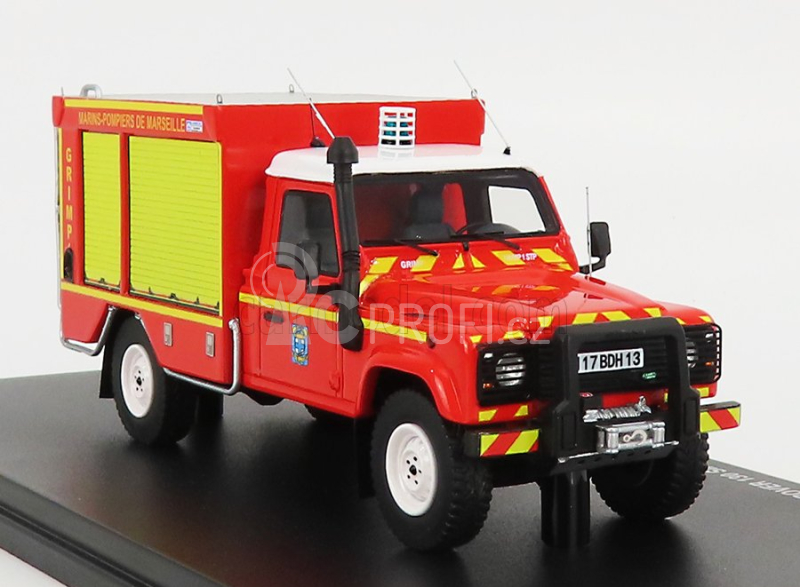 Alarme Land Rover Defender 130 Pick-up Grimp Bmbp Hasiči 1986 1:43, červená