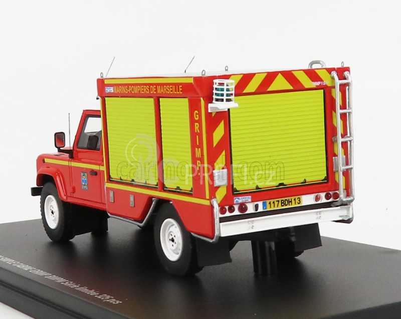 Alarme Land Rover Defender 130 Pick-up Grimp Bmbp Hasiči 1986 1:43, červená