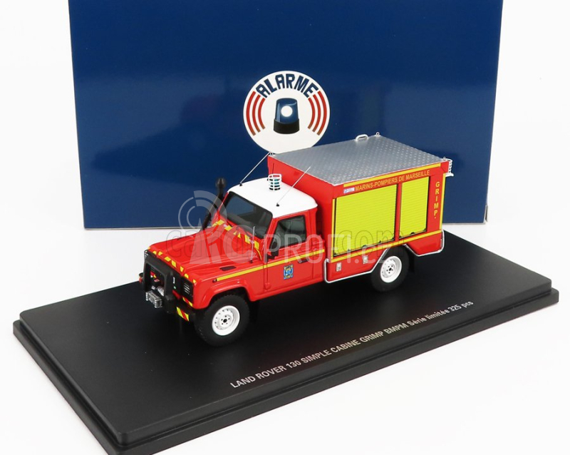 Alarme Land Rover Defender 130 Pick-up Grimp Bmbp Hasiči 1986 1:43, červená