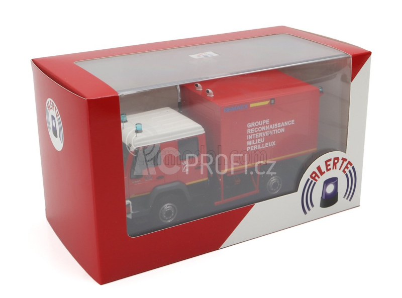 Alerte MAN Le 14.220 Truck Double Cabine Bemaex Grimp Sdis 77 Sapeurs Pompiers Groupe Reconnaissance Intervention Milieu Perilleux 2004 1:43 Červená Bílá Žlutá