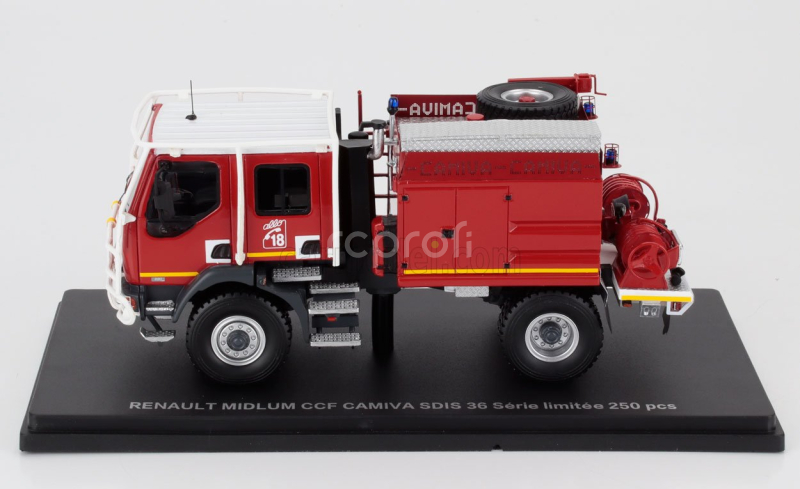 Alerte Renault Midlum Tanker Truck Camiva Sdis 36 Sapeurs Pompiers 2007 1:43 Červená Bílá