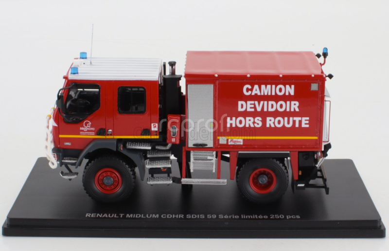 Alerte Renault Midlum Tanker Truck Cdhr Sdis 59 Camion Devidoir Hors Route Sapeurs Pompiers 2007 1:43 Červená Žlutá