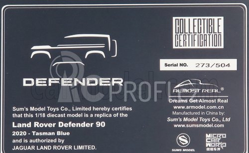 Almost-real Land rover New Defender 90 2020 1:18 Tasman Blue