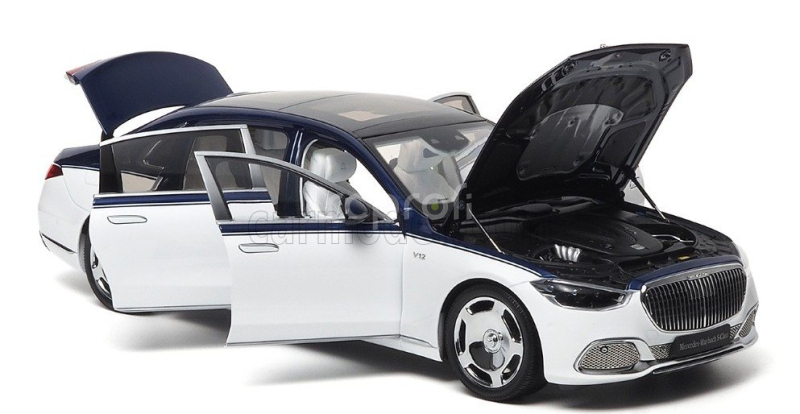 Almost-real Mercedes benz S-class S600 V12 Biturbo Maybach 2021 1:18 Bílá Modrá