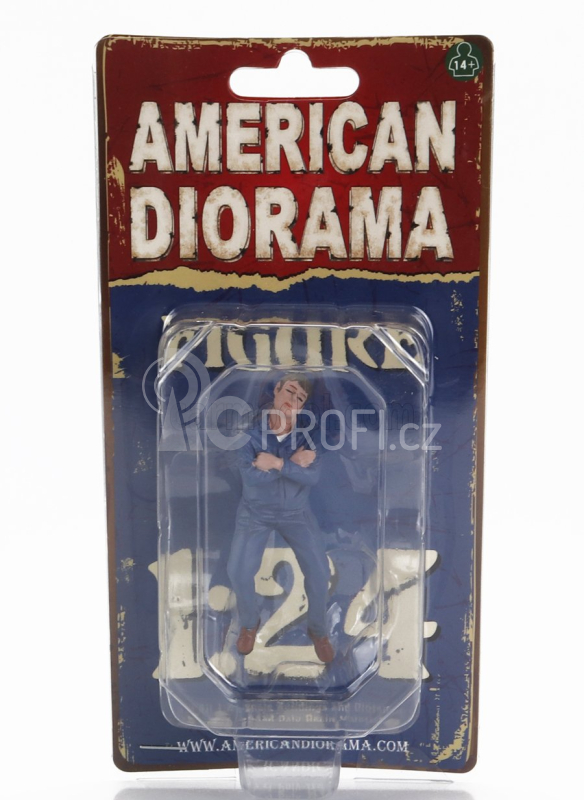 American diorama Figures Man Sitting Mechanic #ii 1:24 Blue