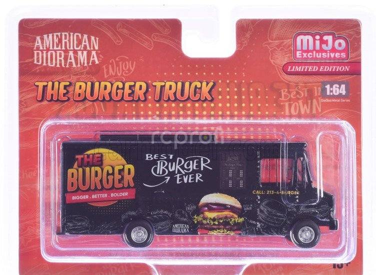 American diorama Truck The Van Burger Food Truck 2016 1:64 Black